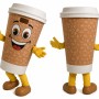 Coffee Cup Mascot Costume with Yellow Gloves and Shoes