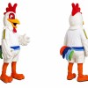 White Chicken Mascot Costume with Colorful Tail