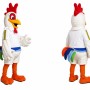 White Chicken Mascot Costume with Colorful Tail