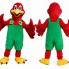 Red Bird Mascot Costume with Green Overalls