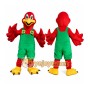 Red Bird Mascot Costume with Green Overalls