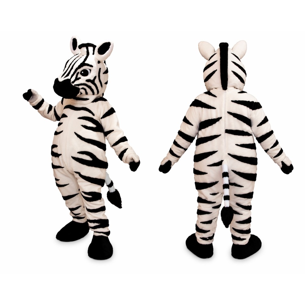 Zebra Mascot Costume Black and White Plush Outfit
