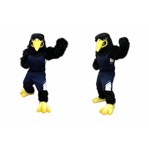 Black Bird Mascot Costume with Yellow Accents