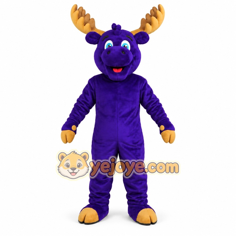 Purple Moose Mascot Costume