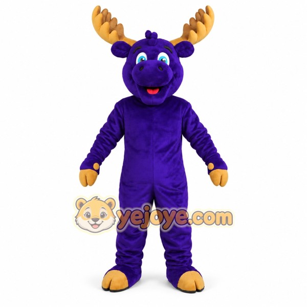 Purple Moose Mascot Costume