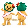 Yellow Lion Mascot Costume with Crown and Sash