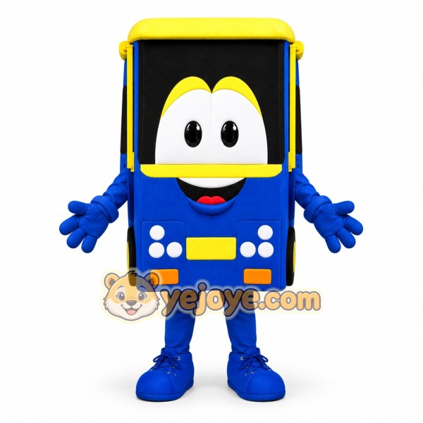 Blue Bus Mascot Costume
