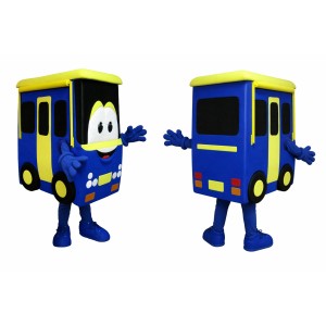 Blue Bus Mascot Costume