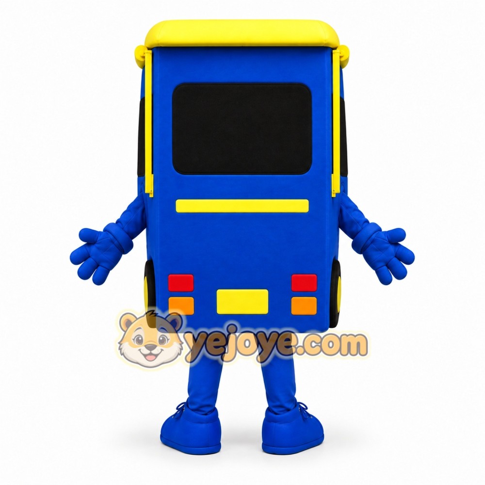 Blue Bus Mascot Costume Blue Bus Mascot Costume