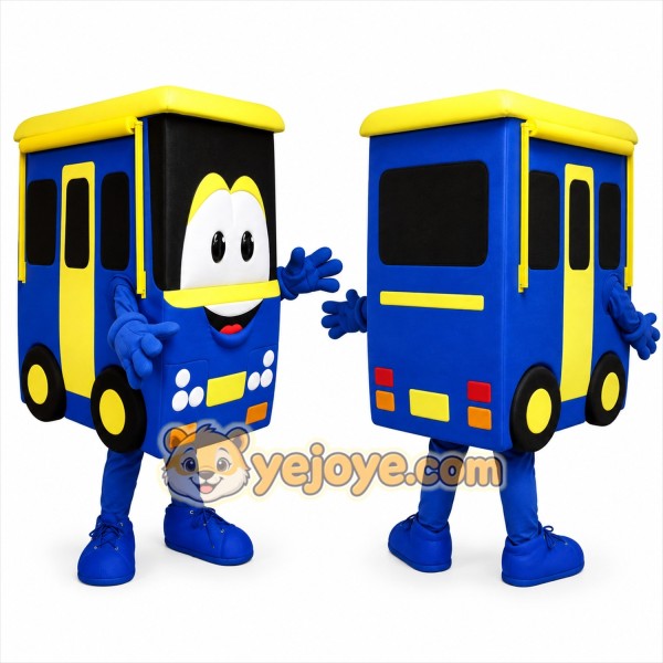 Blue Bus Mascot Costume