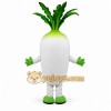 White Radish Mascot Costume with Green Accents White Radish Mascot Costume with Green Accents