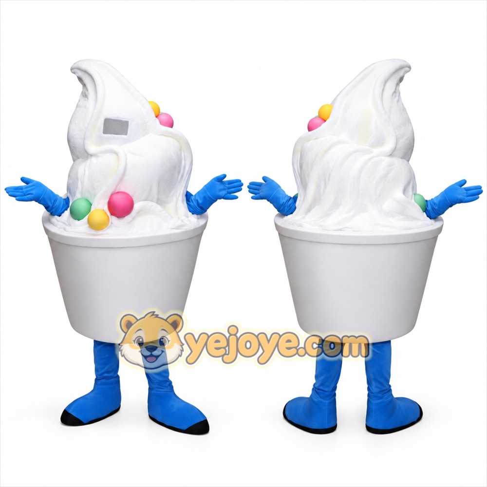 Ice Cream Mascot Costume with Blue Gloves Ice Cream Mascot Costume with Blue Gloves