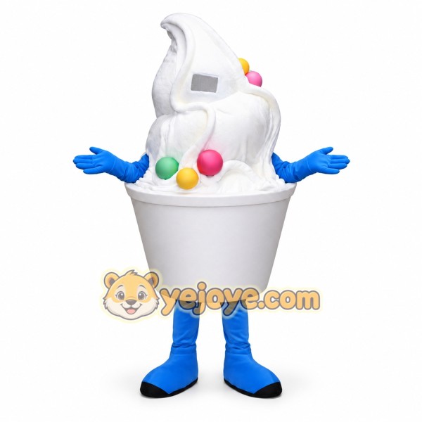 Ice Cream Mascot Costume with Blue Gloves Ice Cream Mascot Costume with Blue Gloves