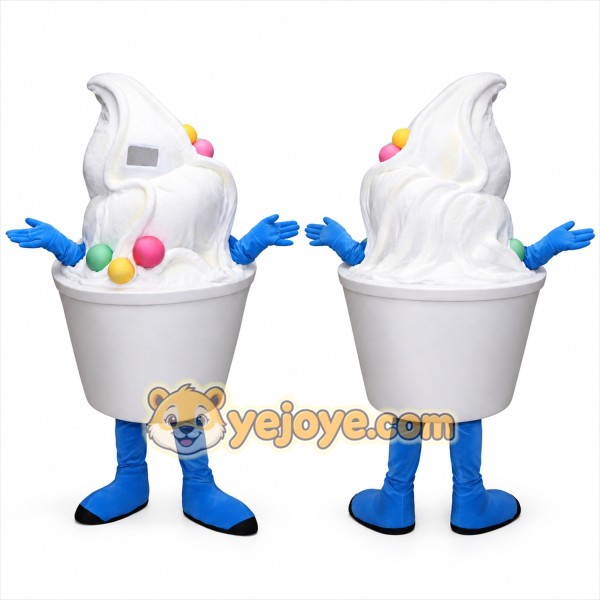 Ice Cream Mascot Costume with Blue Gloves