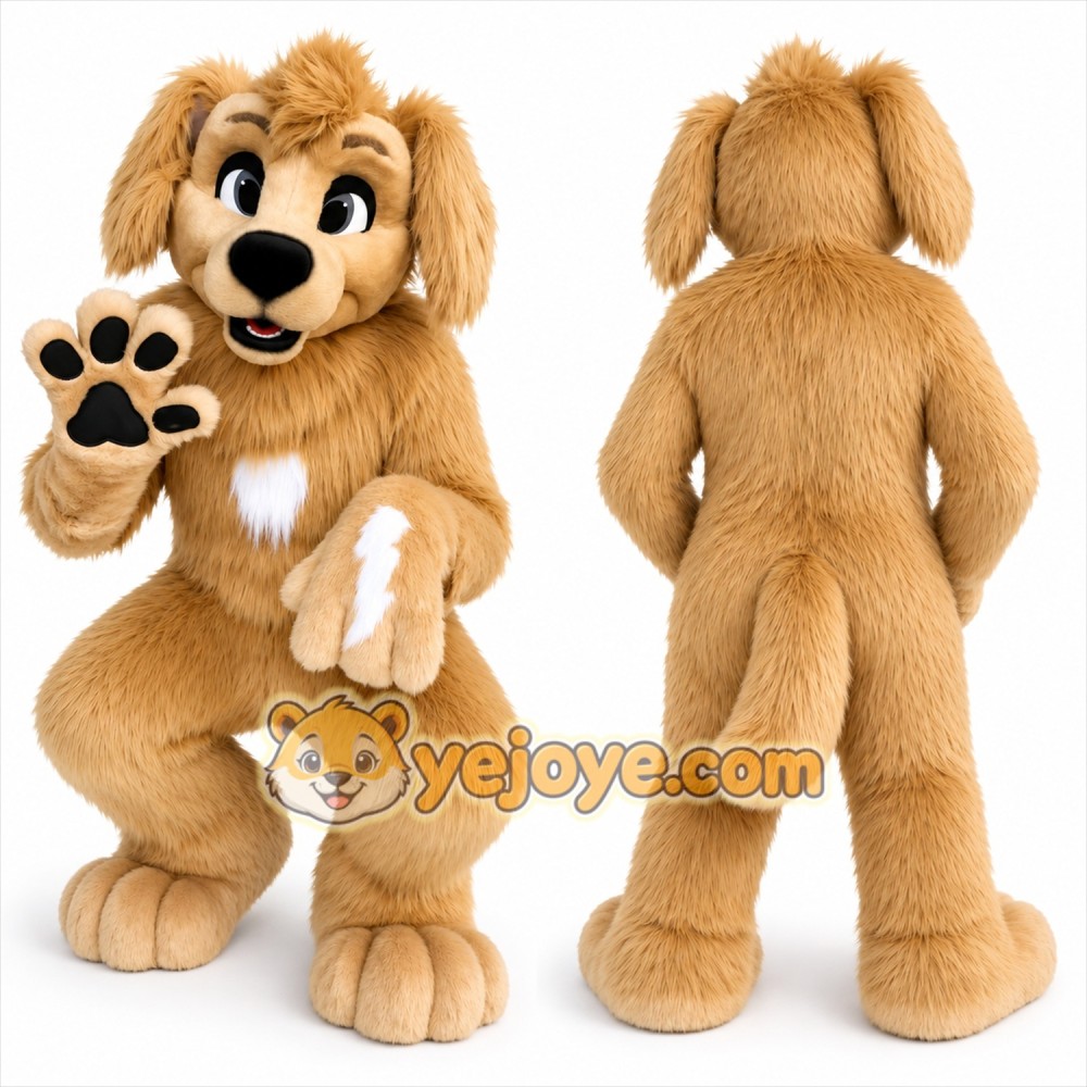 Dog Mascot Costume Cute Friendly Fur Tan Color Dog Mascot Costume Cute Friendly Fur Tan Color