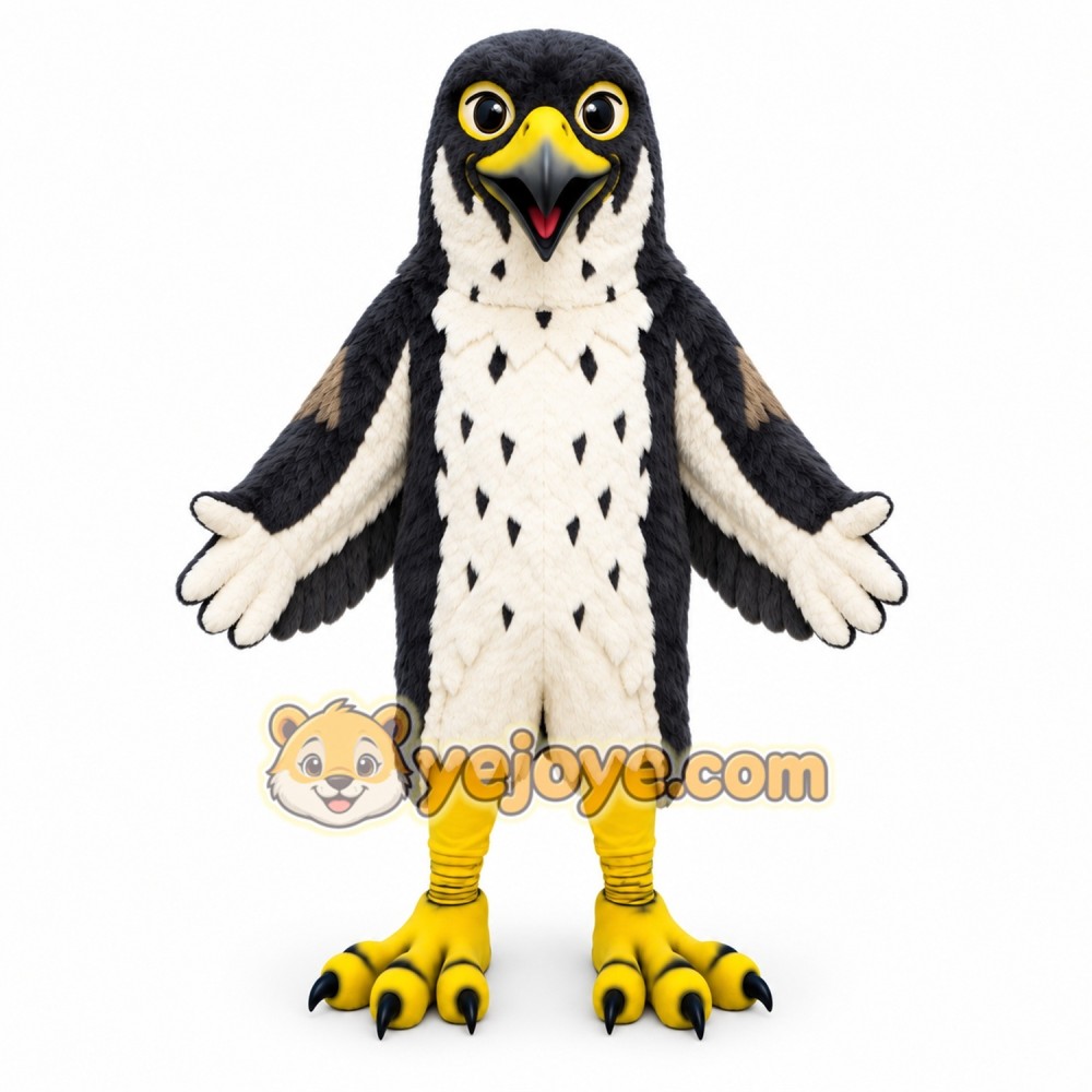 Peregrine Falcon Mascot Costume Black and Yellow Peregrine Falcon Mascot Costume Black and Yellow