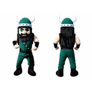 Green Viking Mascot Costume for Kids and Adults