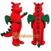 Red Dragon Mascot Costume with Green Accents