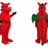 Red Dragon Mascot Costume with Green Accents
