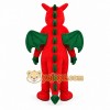 Red Dragon Mascot Costume with Green Accents