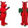 Red Dragon Mascot Costume with Green Accents