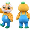 Yellow Owl Mascot Costume with Blue Overalls