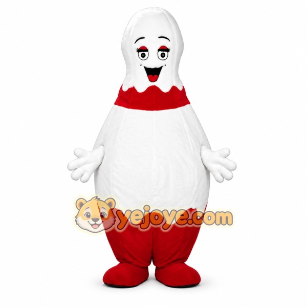 White and Red Bowling Ball Mascot Costume