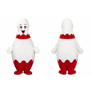 White and Red Bowling Ball Mascot Costume