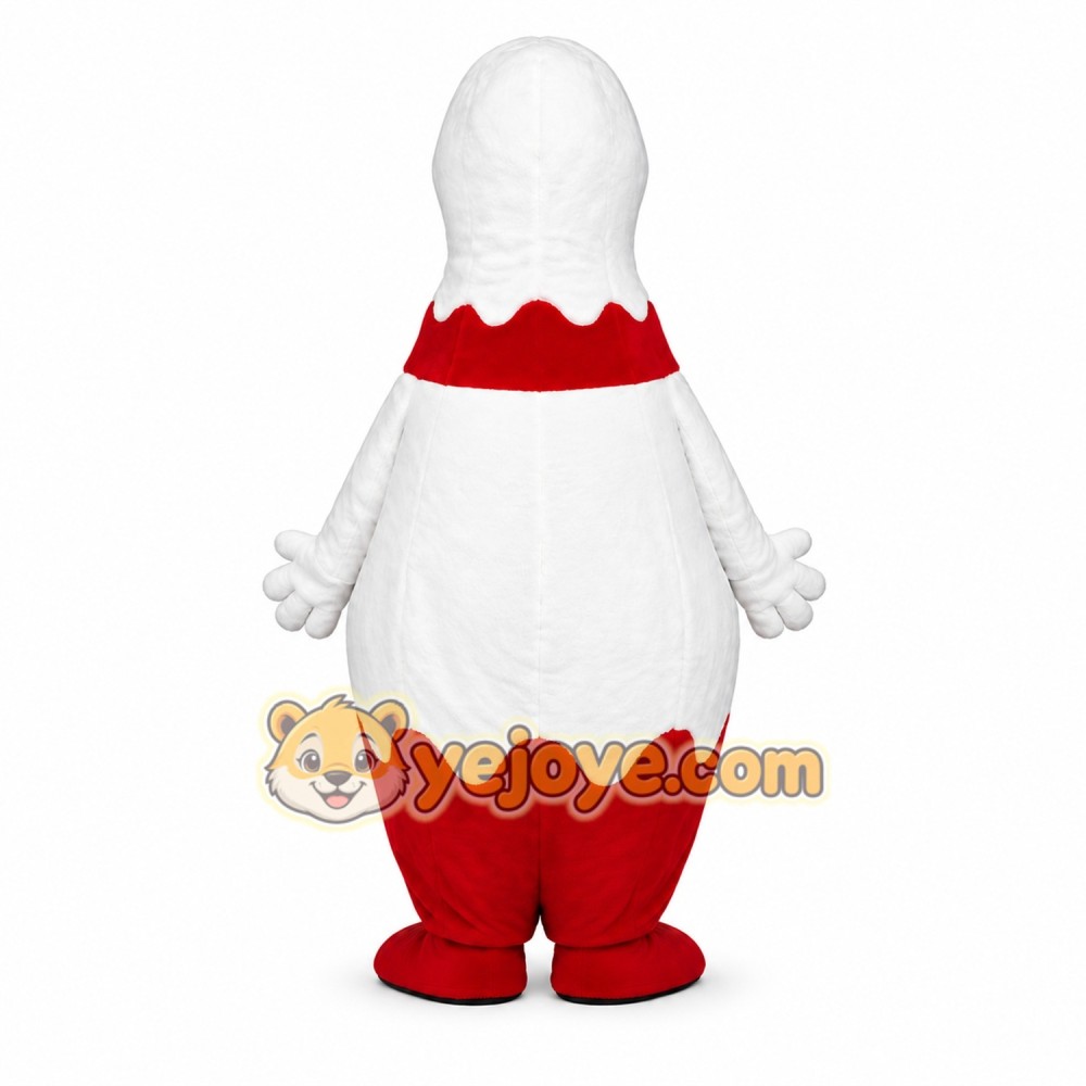 White and Red Bowling Ball Mascot Costume White and Red Bowling Ball Mascot Costume