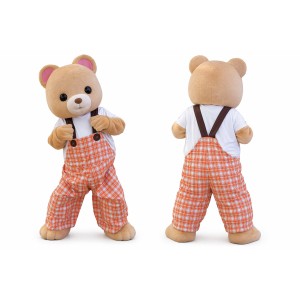 Cute Bear Mascot Costume with Orange Overalls
