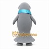 Gray Manatee Mascot Costume with Blue Sash