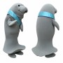 Gray Manatee Mascot Costume with Blue Sash