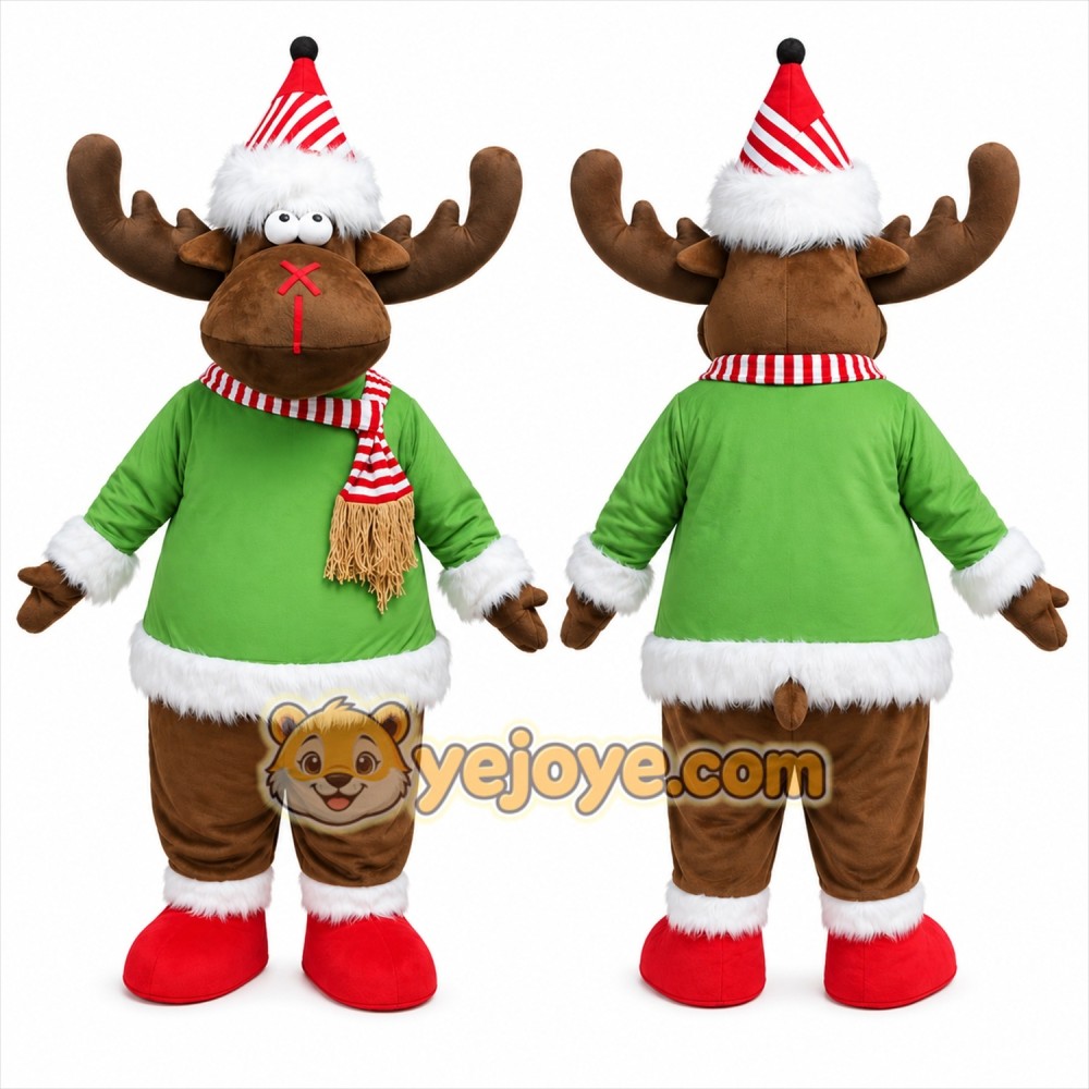 Green and Brown Moose Mascot Costume Green and Brown Moose Mascot Costume