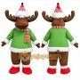 Green and Brown Moose Mascot Costume