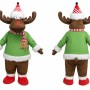 Green and Brown Moose Mascot Costume