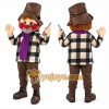 Brown Boy Mascot Costume with Hat and Scarf Brown Boy Mascot Costume with Hat and Scarf