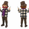 Brown Boy Mascot Costume with Hat and Scarf