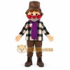 Brown Boy Mascot Costume with Hat and Scarf Brown Boy Mascot Costume with Hat and Scarf