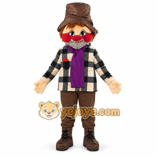 Brown Boy Mascot Costume with Hat and Scarf
