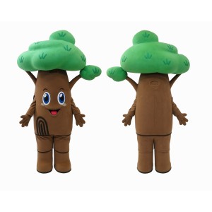 Brown Tree Mascot Costume with Green Leaves