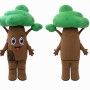 Brown Tree Mascot Costume with Green Leaves