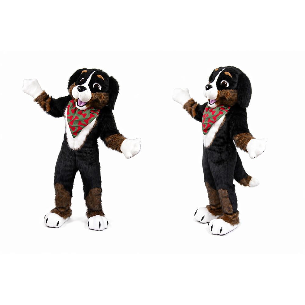 Brown Dog Mascot Costume with Camo Bandana