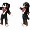 Brown Dog Mascot Costume with Camo Bandana