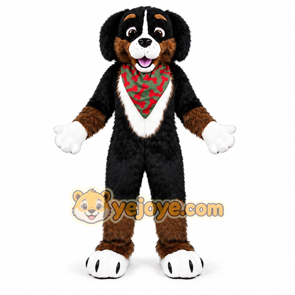 Brown Dog Mascot Costume with Camo Bandana Brown Dog Mascot Costume with Camo Bandana