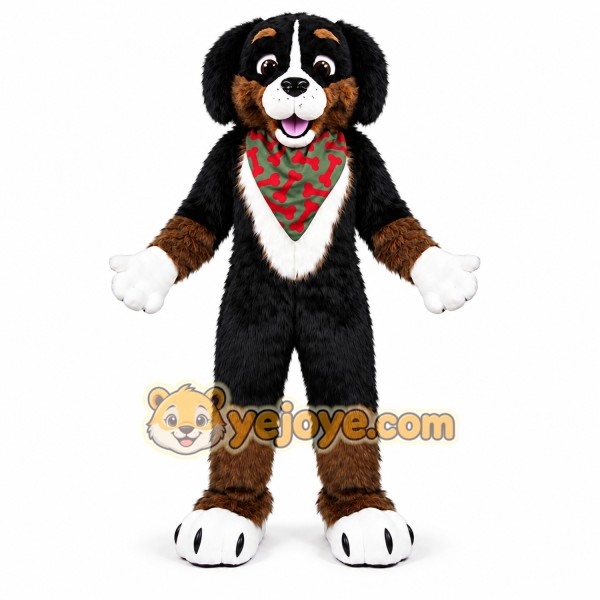 Brown Dog Mascot Costume with Camo Bandana Brown Dog Mascot Costume with Camo Bandana