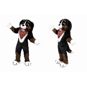 Brown Dog Mascot Costume with Camo Bandana
