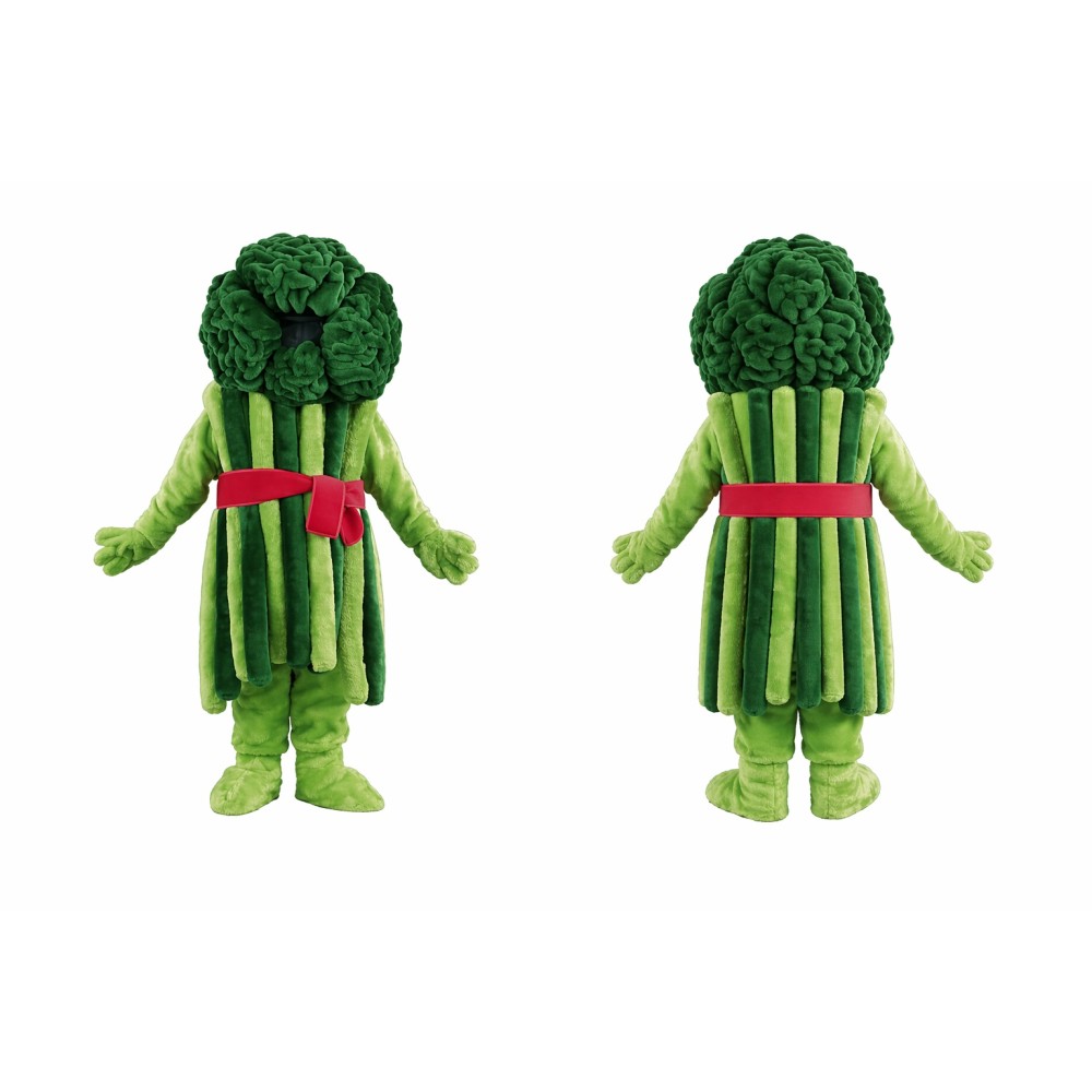 Green Broccoli Mascot Costume with Red Belt