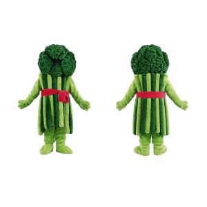 Green Broccoli Mascot Costume with Red Belt