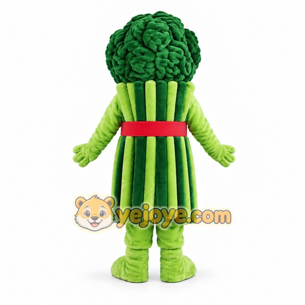 Green Broccoli Mascot Costume with Red Belt Green Broccoli Mascot Costume with Red Belt