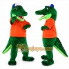 Green Alligator Mascot Costume with Orange Shirt Green Alligator Mascot Costume with Orange Shirt